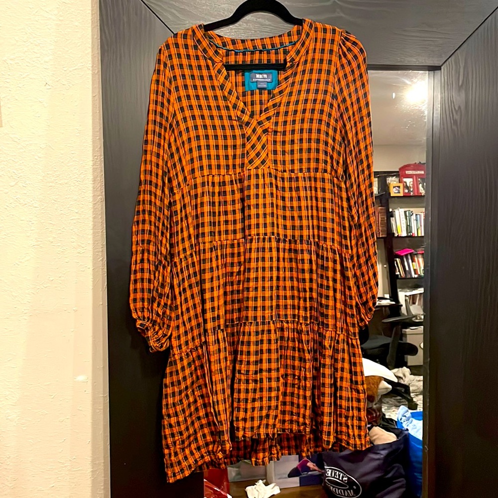 Plaid tiered dress by Maeve for Anthropologie, size M